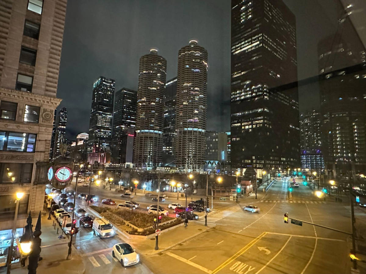 View of Downtown Chicago at night from the L7 Chicago by Lotte