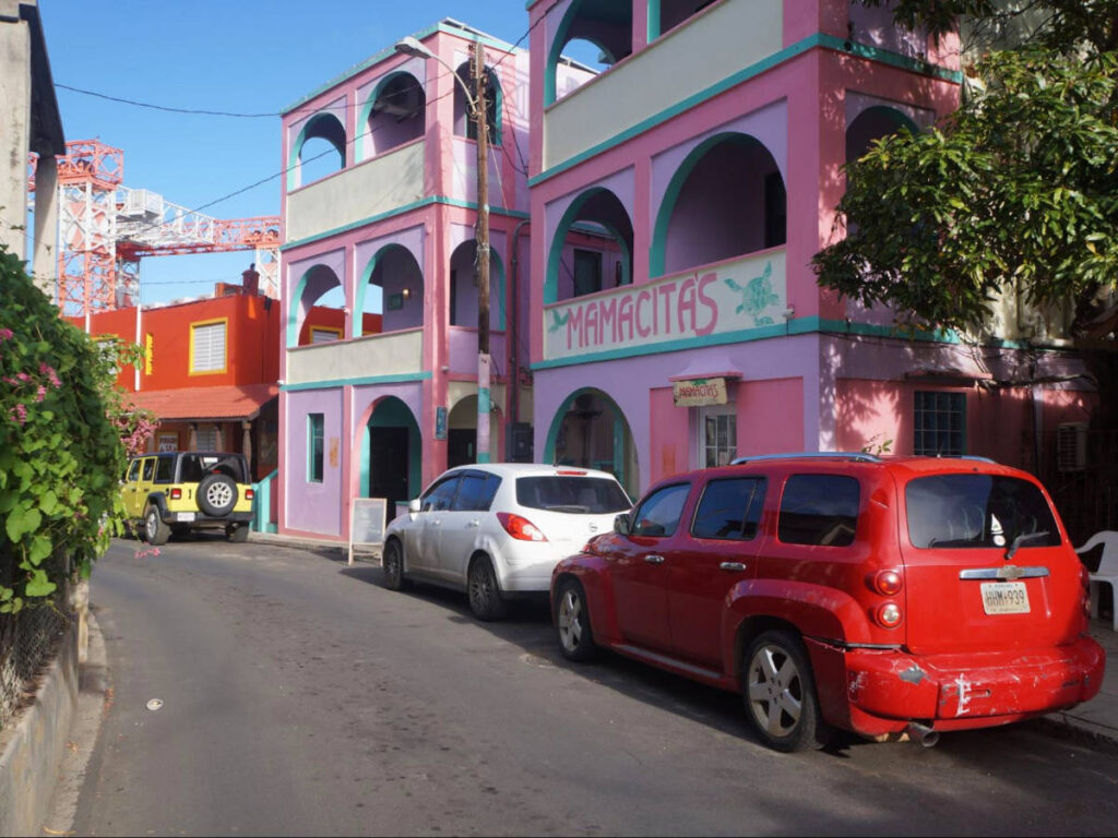 Cars parked on a street in Downtown Culebra
