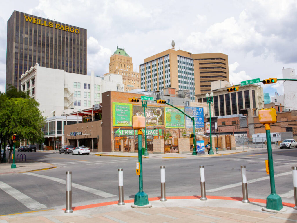 View of the buildings in Downtown El Paso seen from across the street