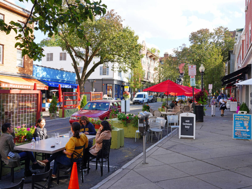 View of people enjoying their day in Downtown Princeton