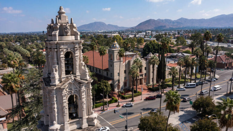 Aerial view of the downtown Riverside