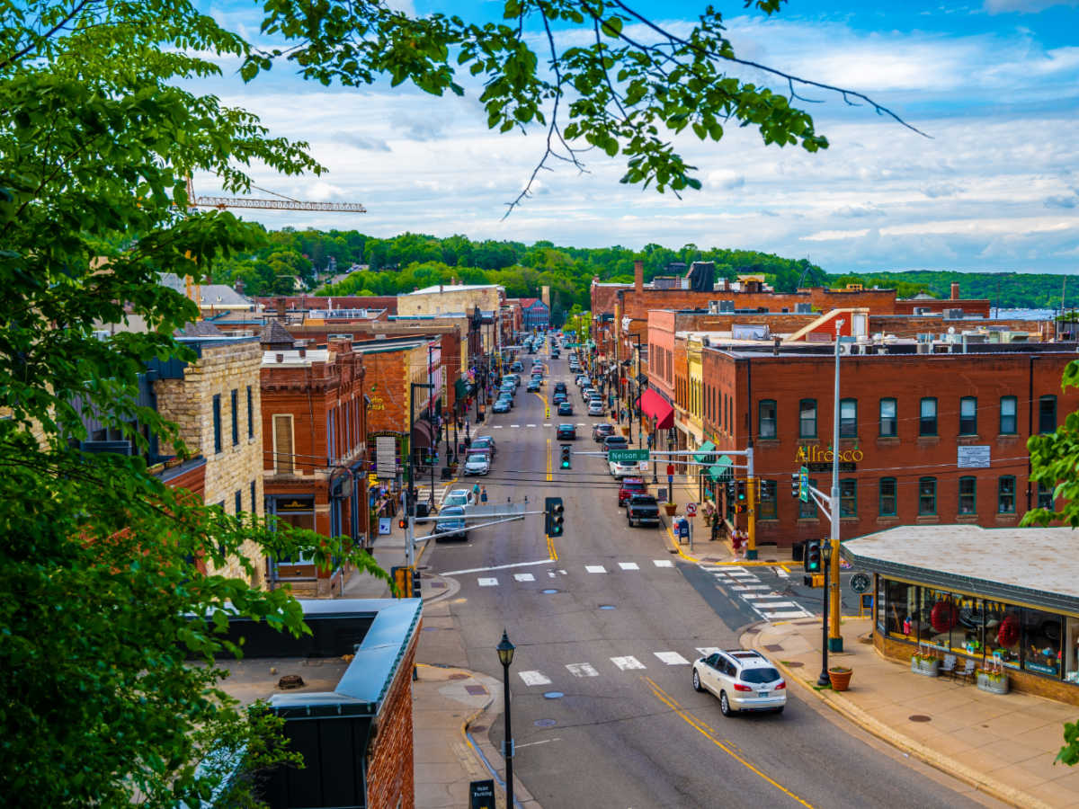 Aerial view of a neighborhood in Stillwater