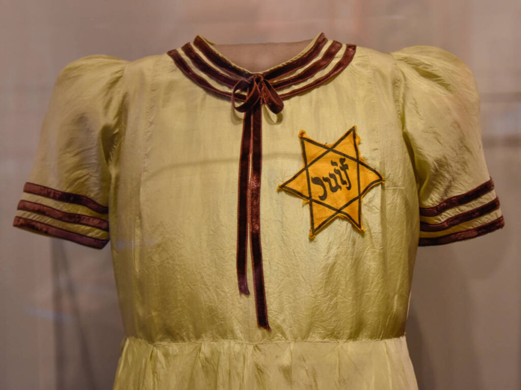 A dress displayed inside the United States Holocaust Memorial Museum