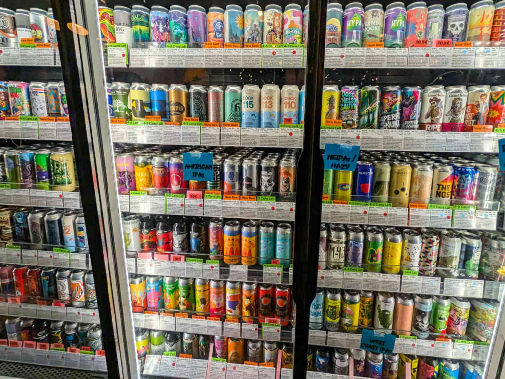 Wide selection of craft beers on display at Brewklyn