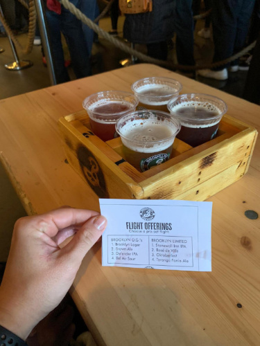 The beer flight from The Brooklyn Brewery