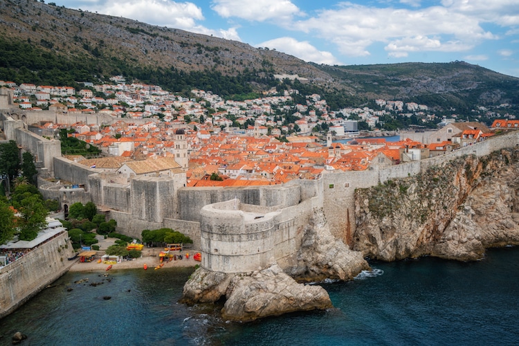 Historic wall of Dubrovnik Old Town, in Dalmatia