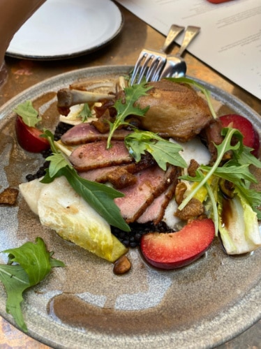 A five-spice duck breast on a plate in Foreign Cinema