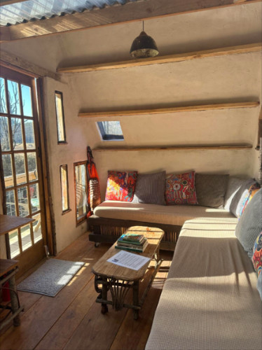 View inside the Duckpond glamping cabin