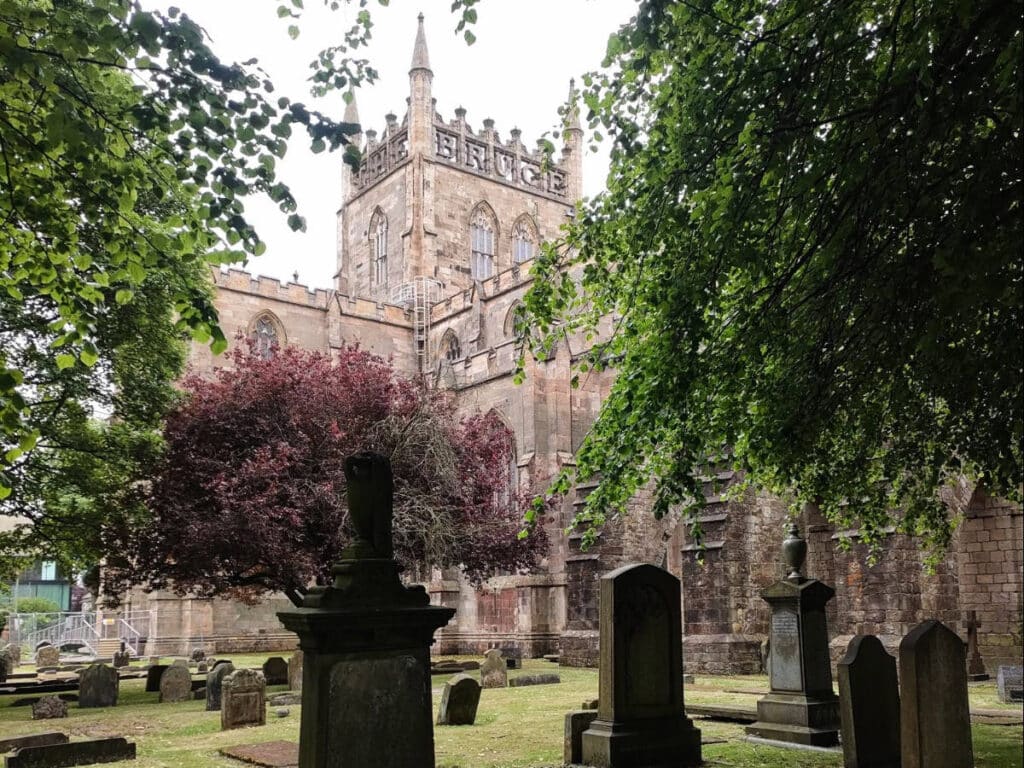 View of tombstones at the Dunfermline Abbey