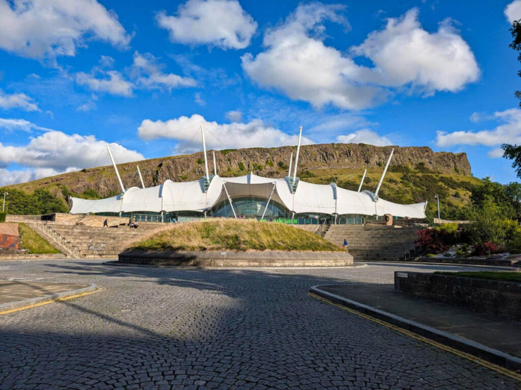 Panoramic view of the custom-built Dynamic Earth building