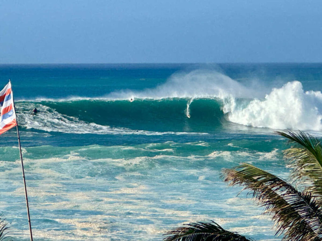 Surfers o the huge waves at Eddie Aikau Big Wave Invitational