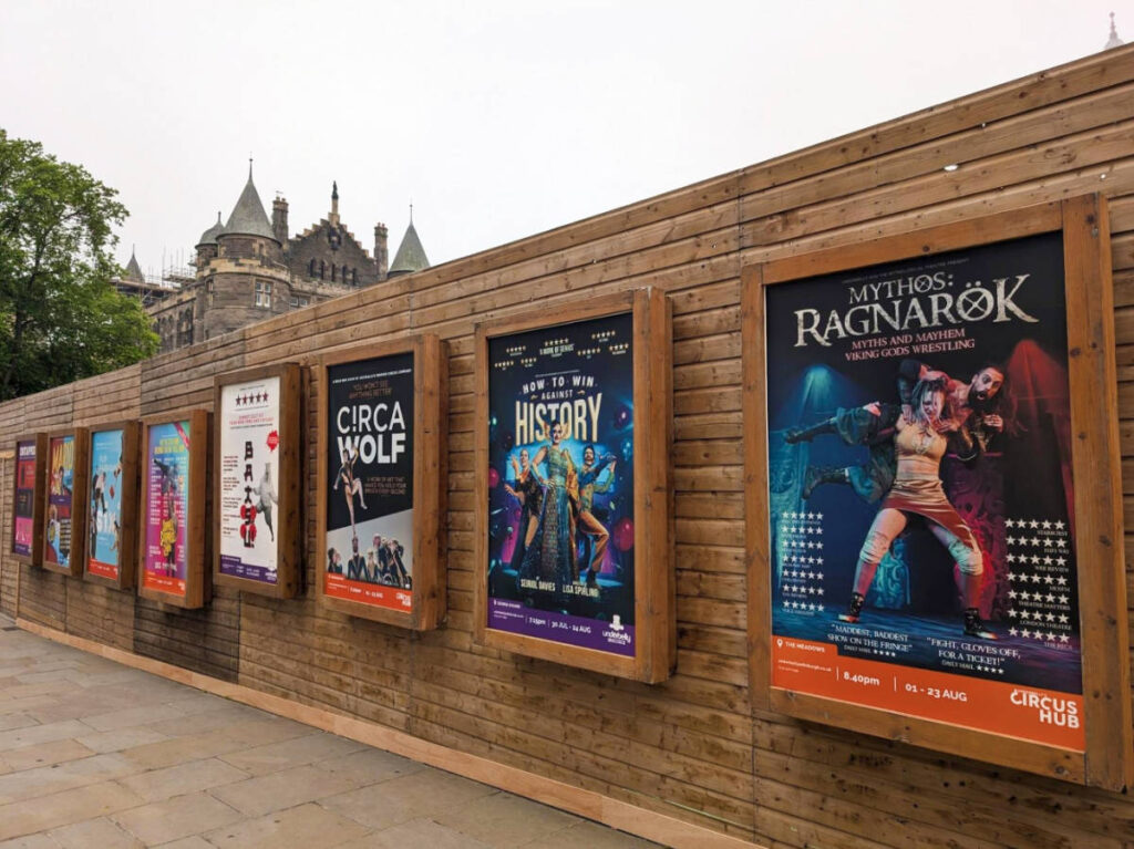 A row of the Edinburgh festival posters