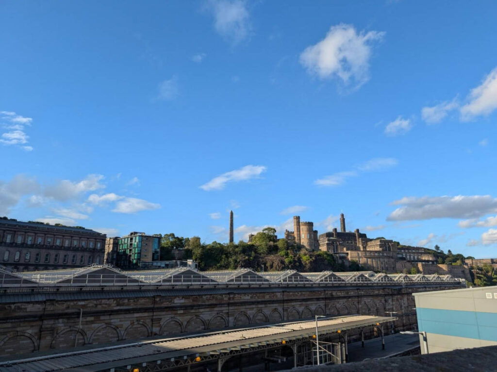 Overlooking view of the Edinburgh Waverley Train Station