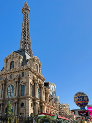 Clear blue sky over the Eiffel Tower replica