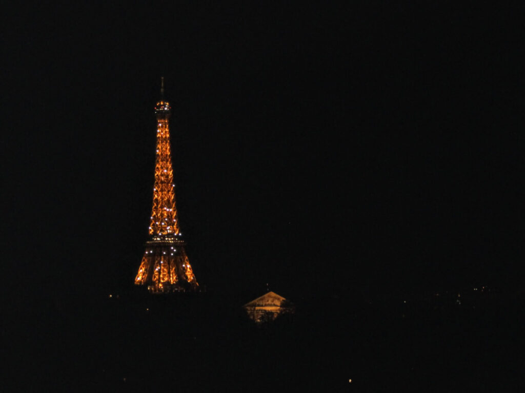 The Eiffel Tower illuminated at night