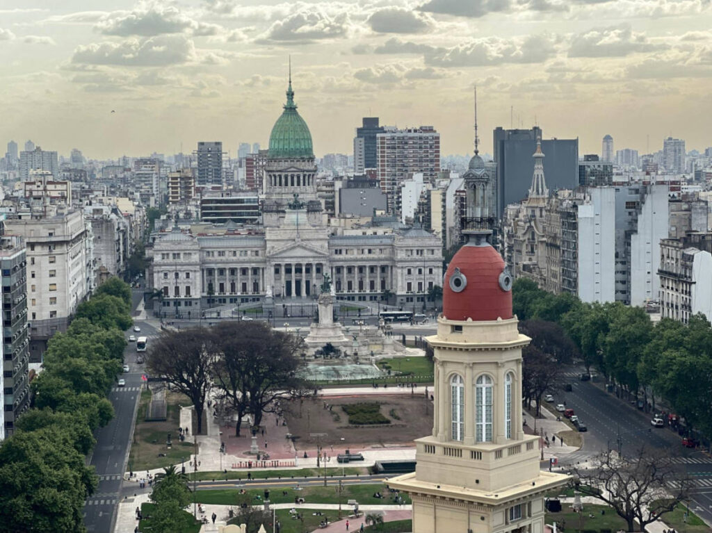 Overlooking view of El Congreso and city skyline