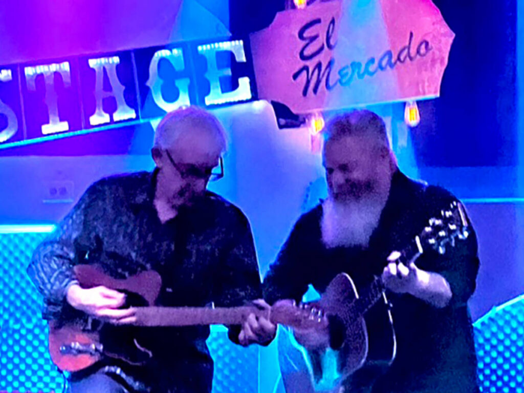 Veteran rocker Bill Kirchen and Michael O’Connor performing at El Mercado Backstage