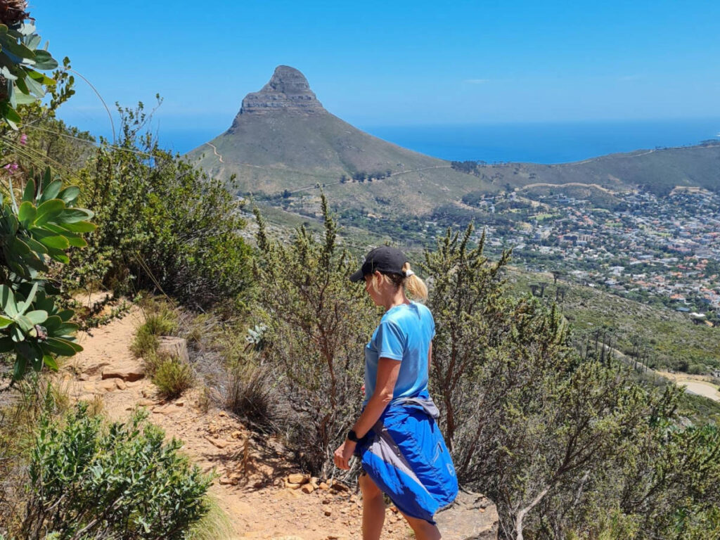The author Elise Kirsten, walking on the lower slopes of Table Mountain