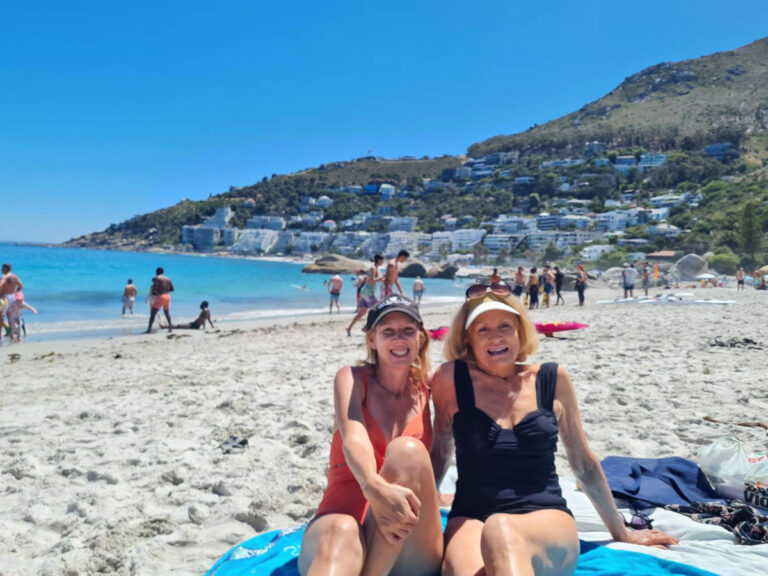 The author Elise Kirsten and her mom enjoying at the Clifton 4th Beach