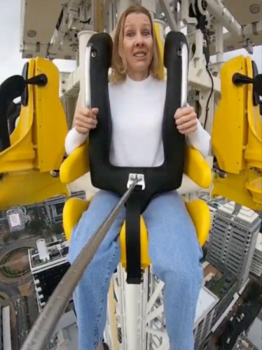 The author Elise Kirsten on the Ski-Hi Ride