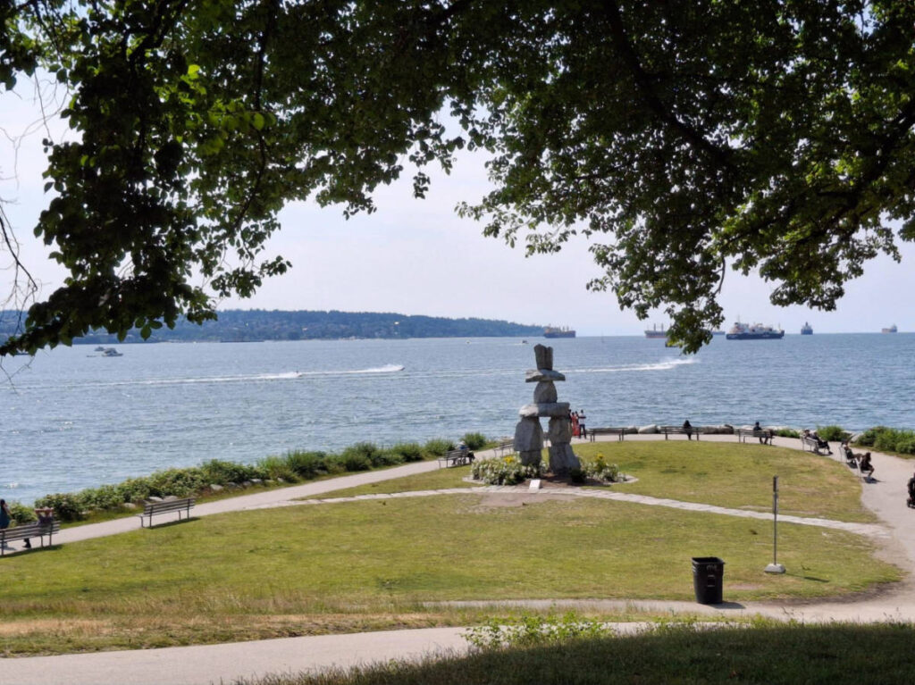 View of the Inukshuk near the English Bay