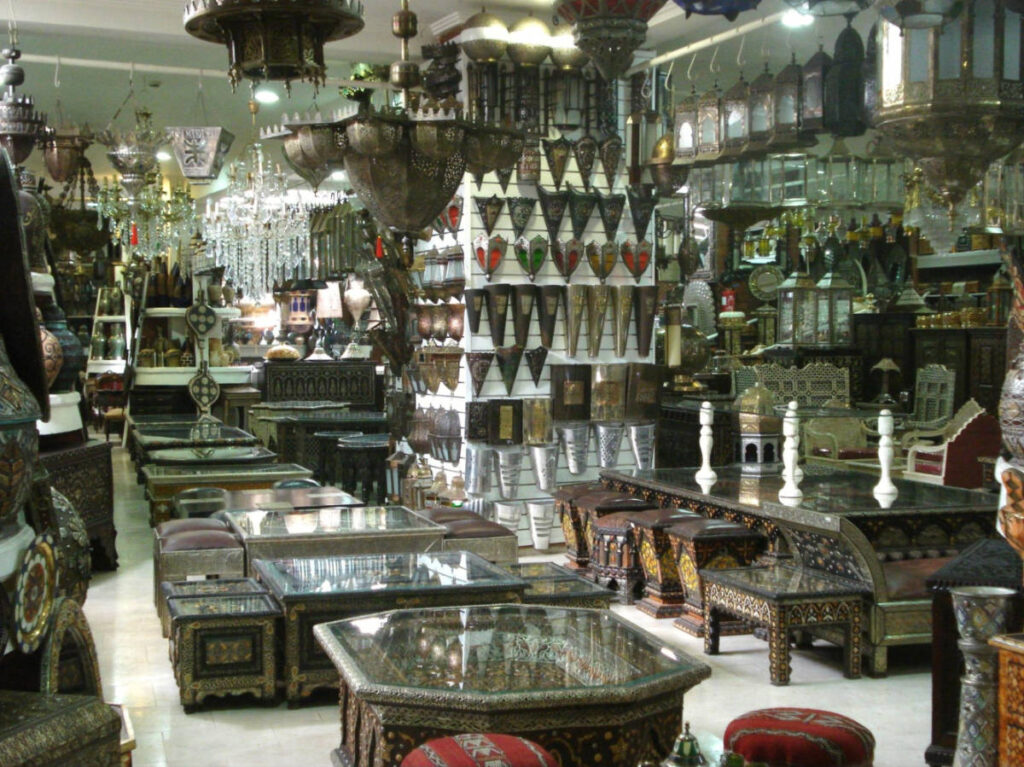 View of the Moroccan handicrafts inside the Ensemble Artisanal