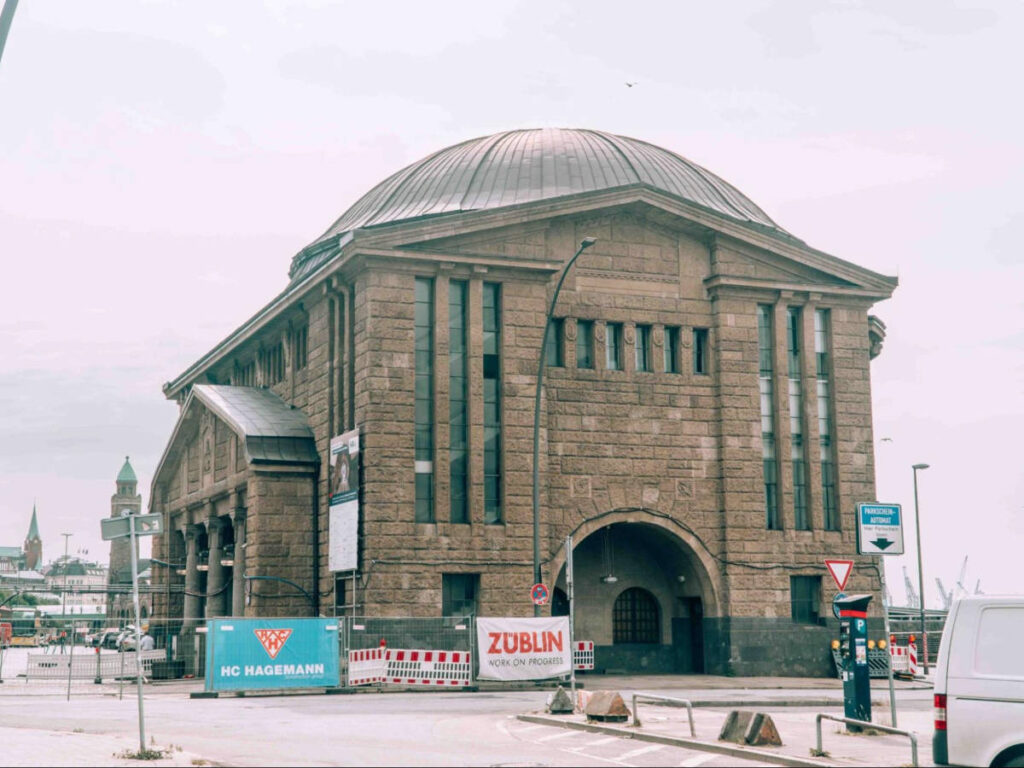 View of the entrance and exterior of Alter Elbtunnel