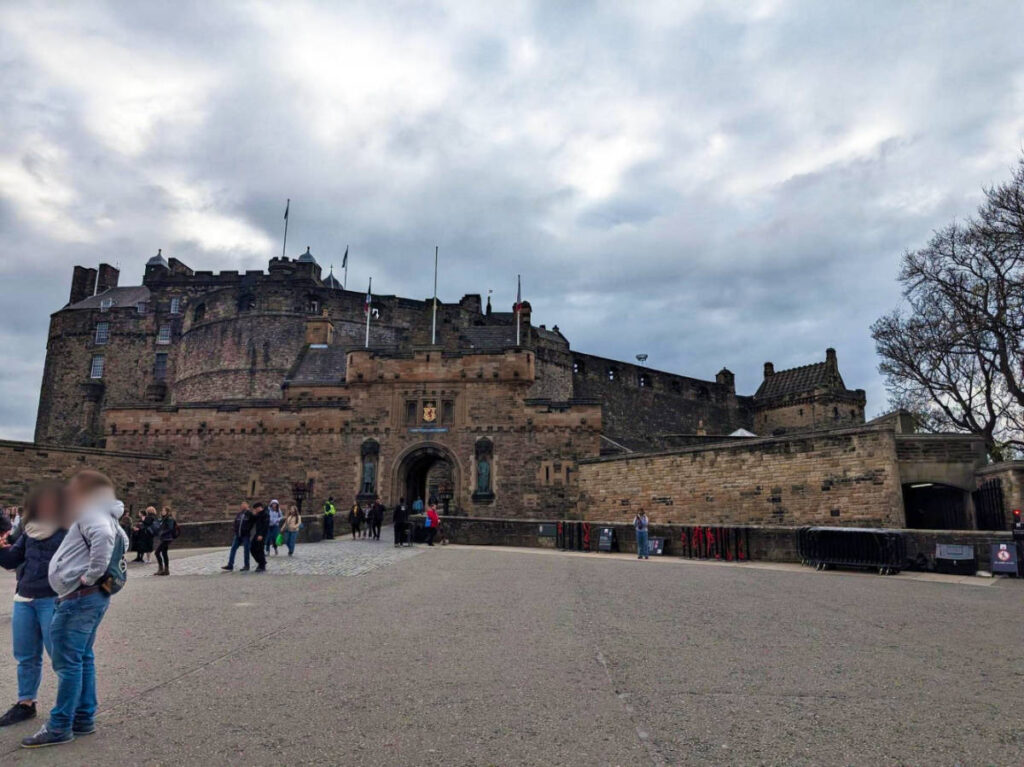 View of the grand entranceway and exterior of Edinburgh Castle