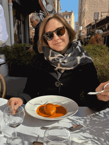 The author, Erin Henk enjoying her quenelle