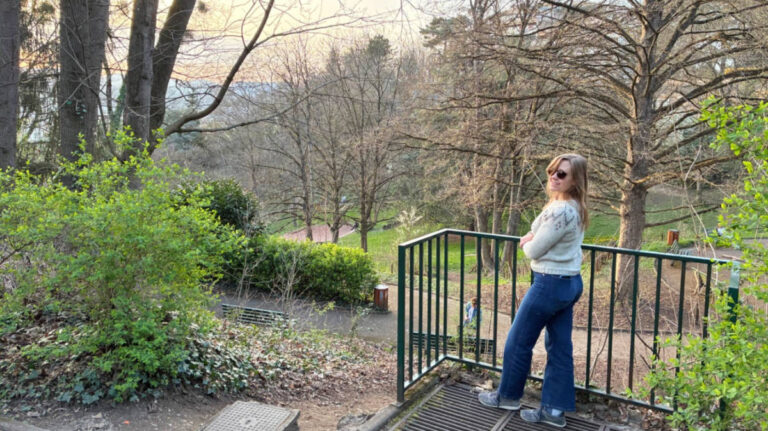 The author, Erin Henk posing for a photo at the Parc de la Cerisaie