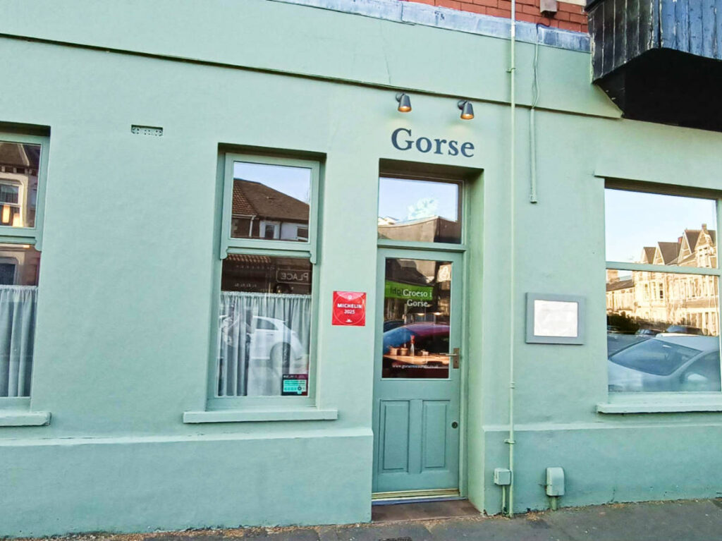 View of the mint colored exterior of the Gorse