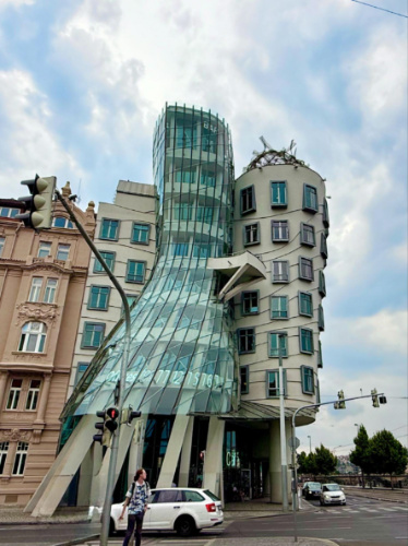 View of the unique structure of the Dancing House