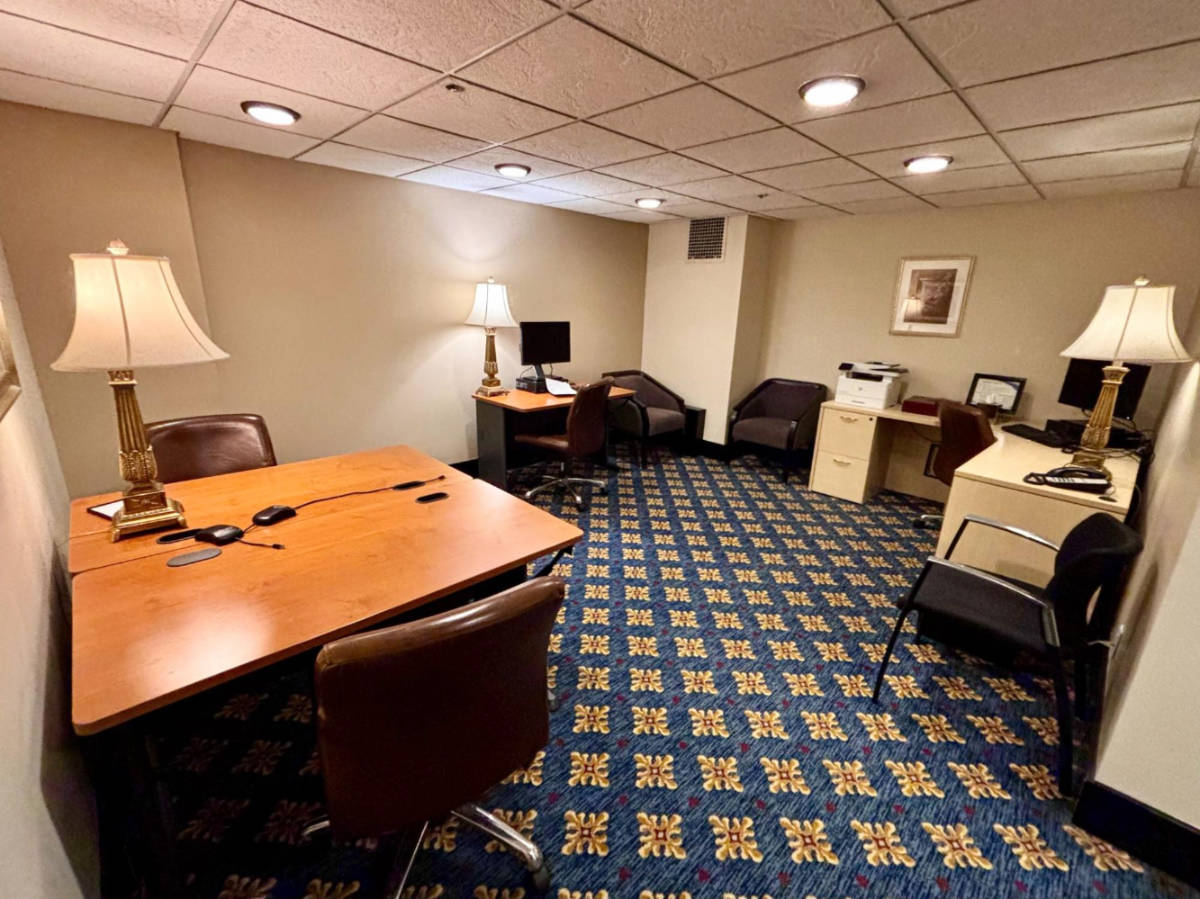 Tables and chairs at the business center in Fairmont Hotel Vancouver