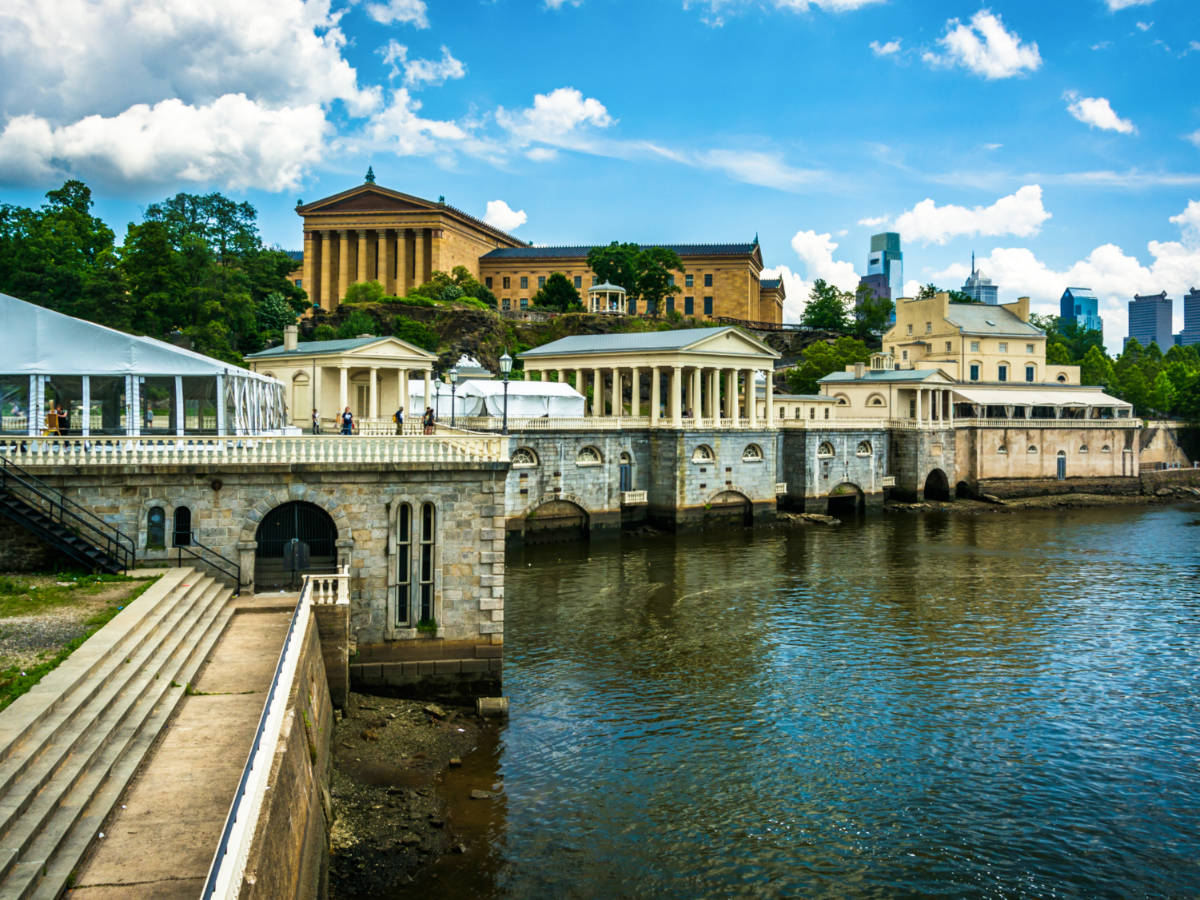 View of the Fairmount Water Works and the Art Museum
