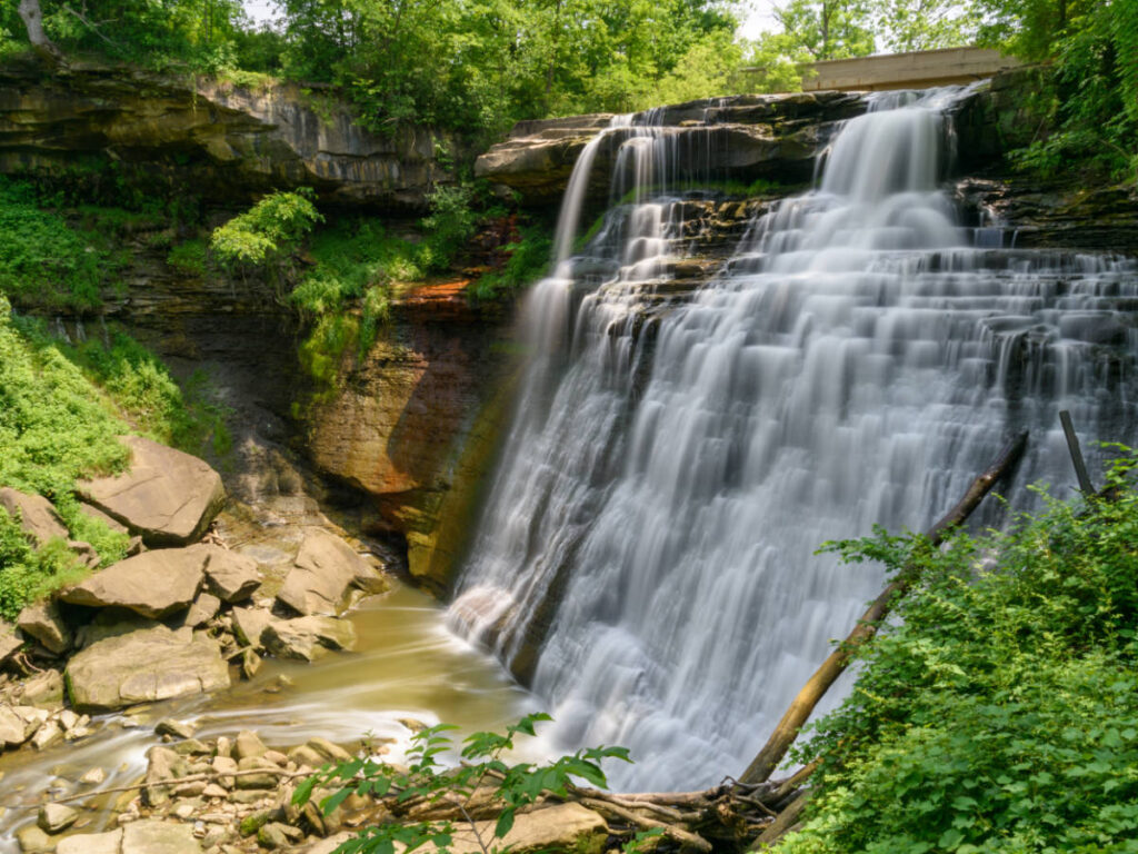 Scenic view of a waterfall at Cuyahoga Valley National Park