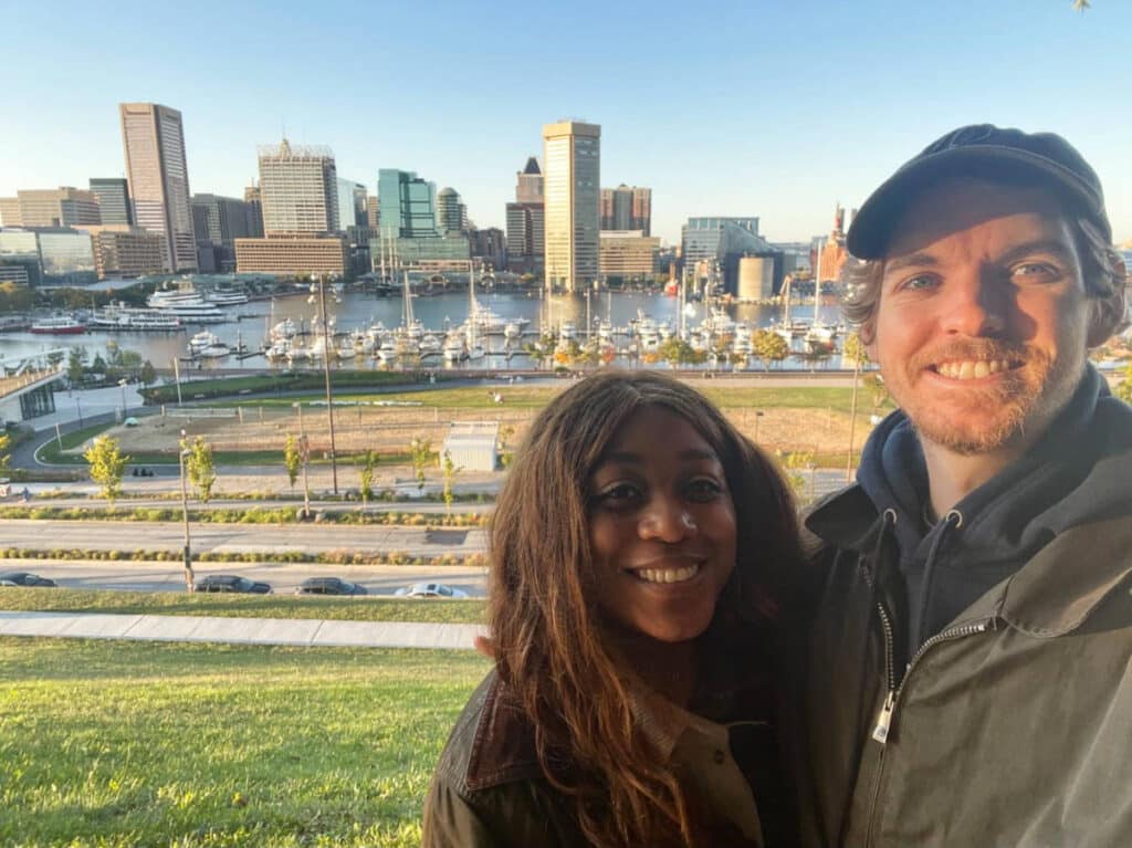 Travel Lemming writer, Alexandria Taylor with a friend at the Federal Hill in Baltimore