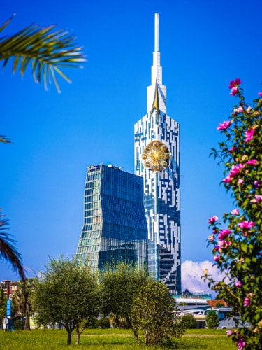 View of the Ferris Wheel in the face of Batumi Tower