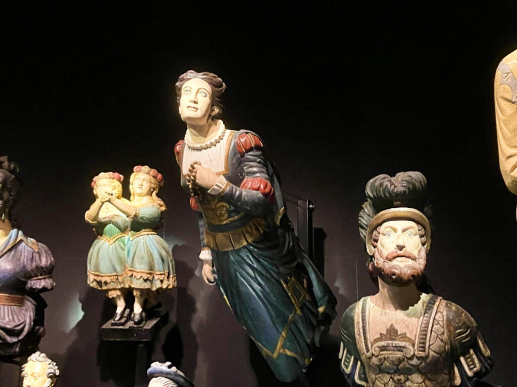 Closeup view of the figurehead exhibit at the Mystic Seaport Museum