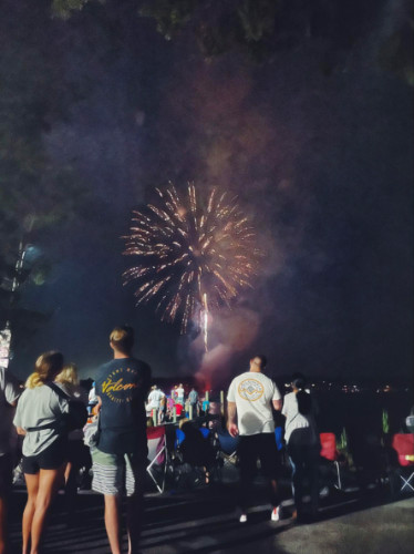 Groups of people watching the Firework displays in Destin