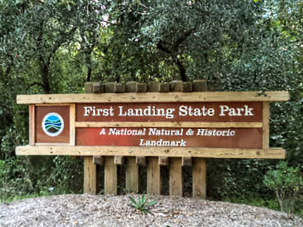 The signage of the First Landing State Park