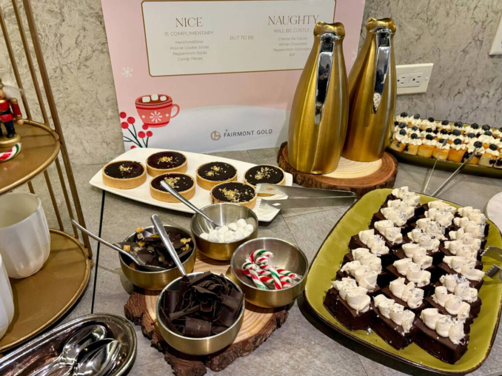 View of some of the foods at the Gold Lounge