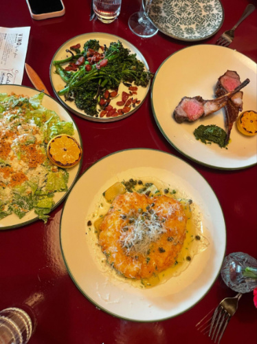 View of the variety of food from Capri Boston