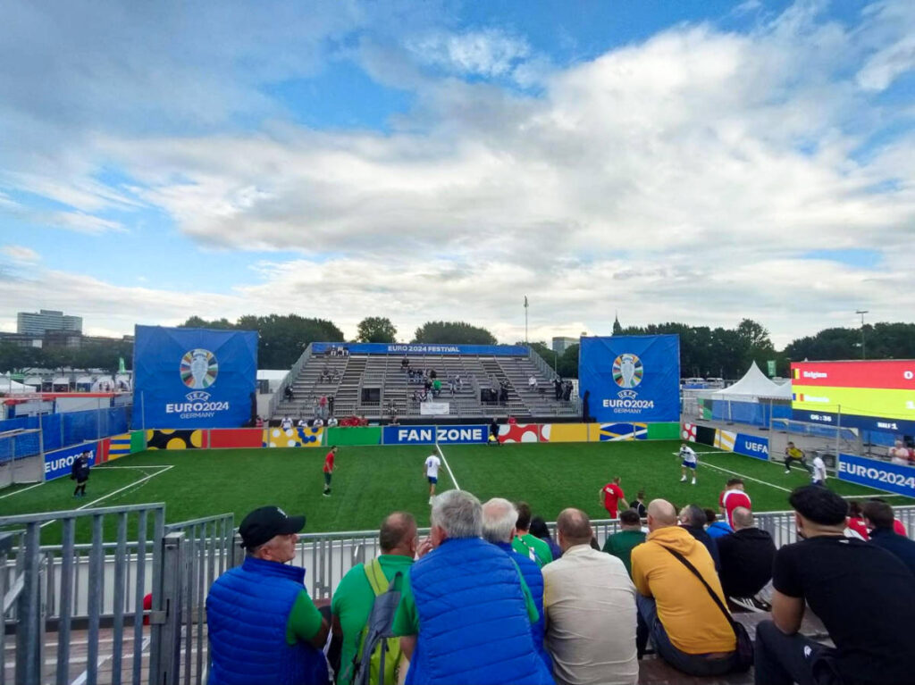 The people enjoying at the fan zone in Hamburg