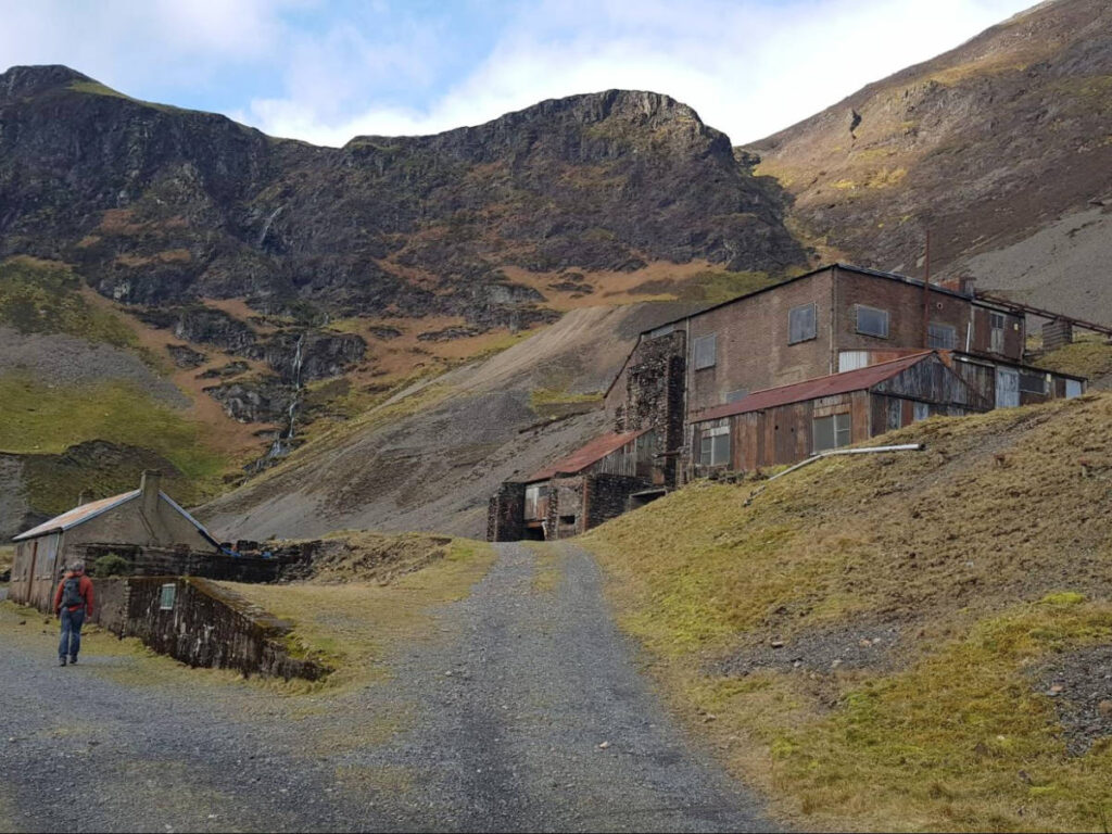 View of the processing mill at Force Crag Mine on the mountain
