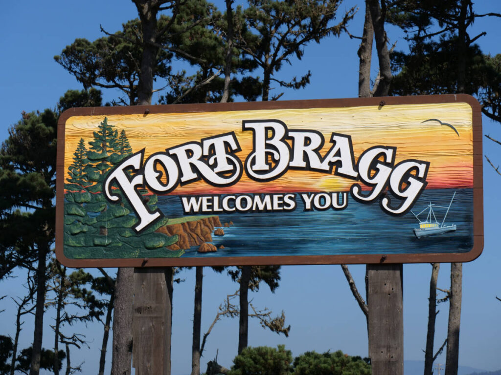 View of the welcome sign of Fort Bragg