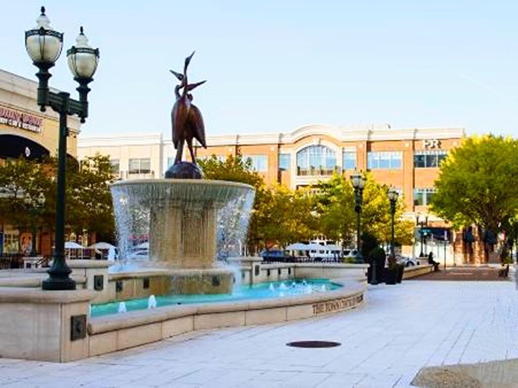 A sculpture on top of the mountain in the Town Center