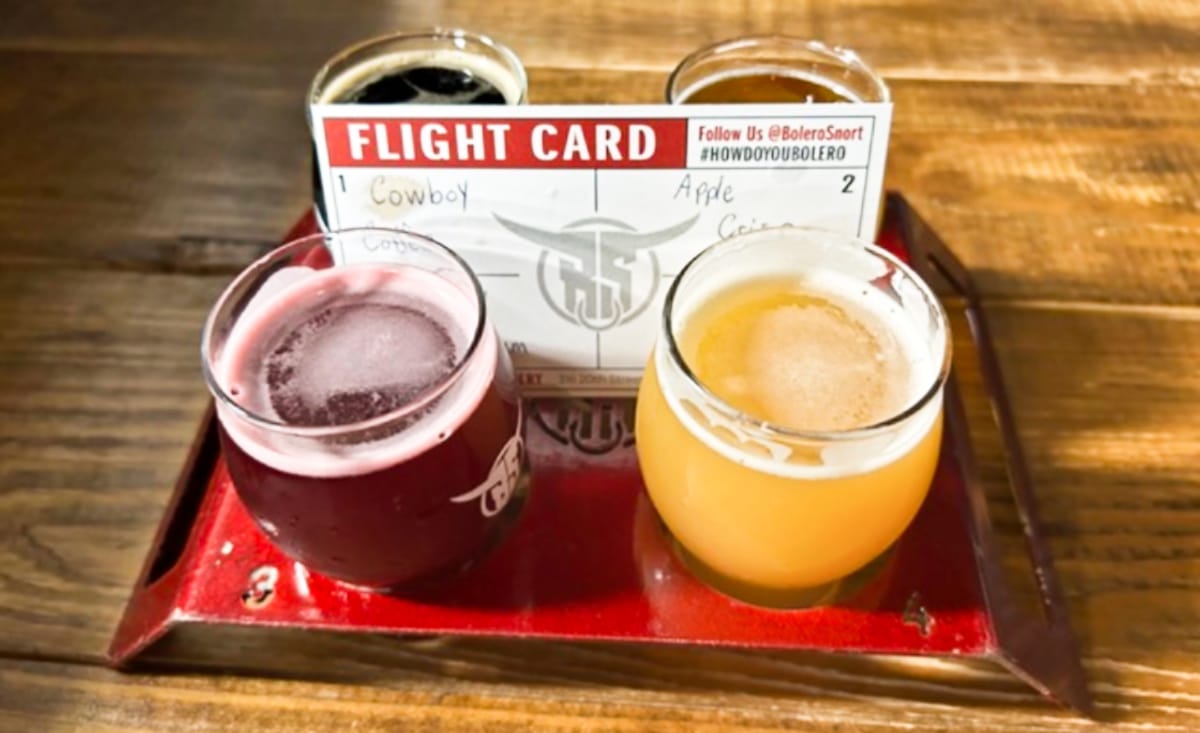 View of the four variety of beers from Bolero Snort Brewery
