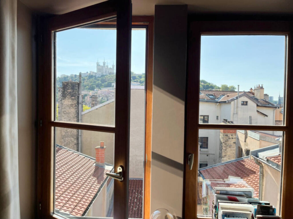 View of the Fourviere on the hills from the room window
