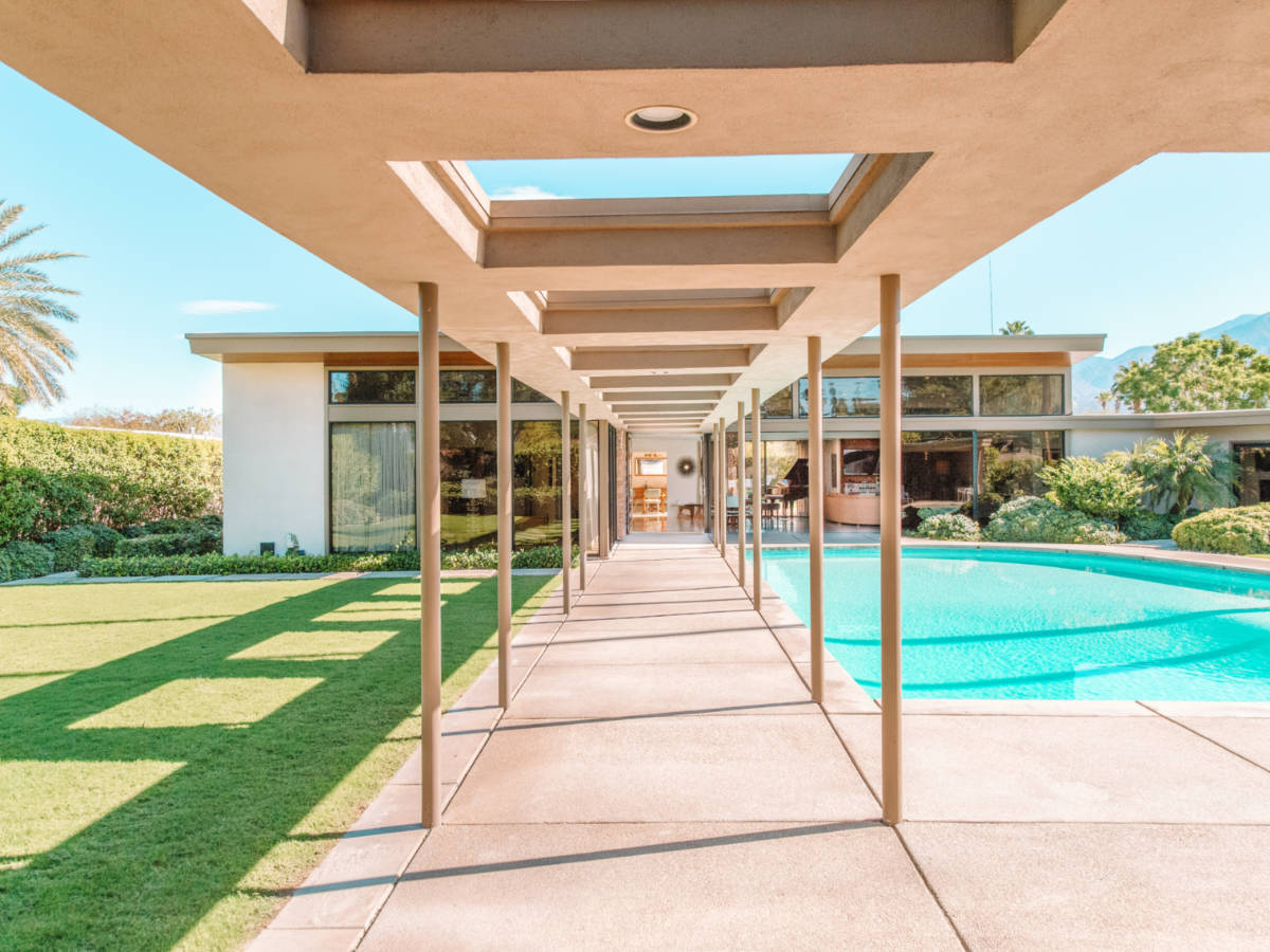 View of the walkway to Frank Sinatra Estate in Palm Springs