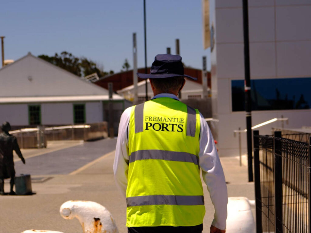 View of the Fremantle Port tour volunteer from behind